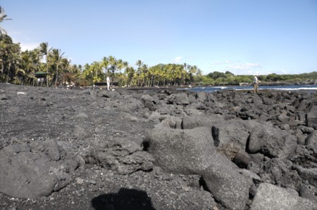 Zwart lava strand van Punalu'u